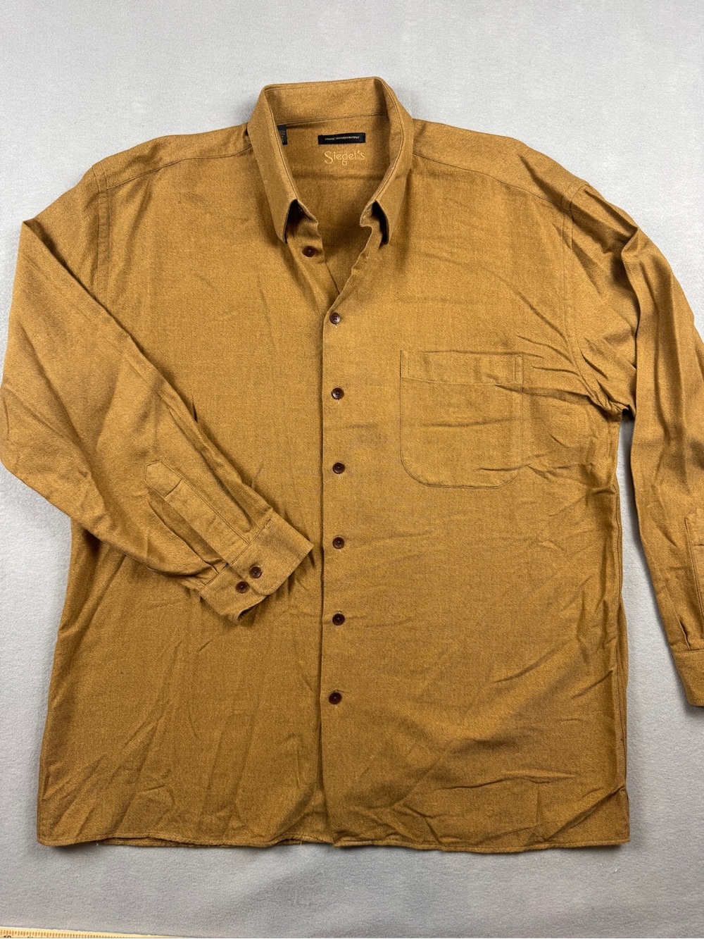 Vintage Siegel’s Men’s Brown Button Up Shirt Size XL 100% Cotton Italian